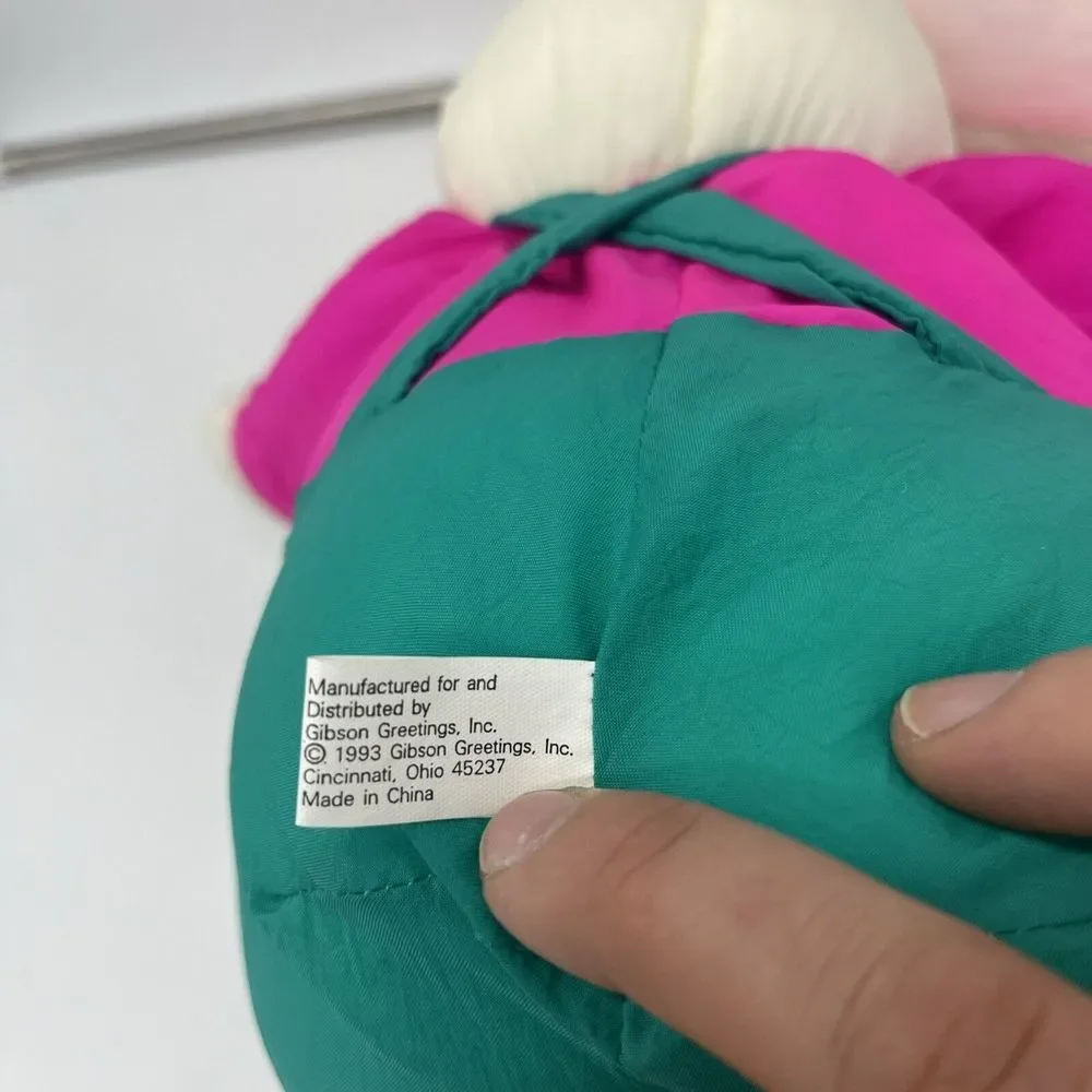Vtg Gibson Greetings Bunny Rabbit Plush Nylon Parachute Material Stuffed W/ Tags